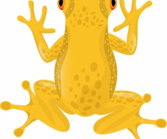 青蛙野生動物圖示黃色設計卡通素描