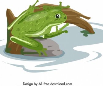 青蛙野生動物繪畫彩色卡通素描