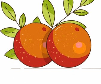 Fruit Background Orange Icon Colored Retro Design