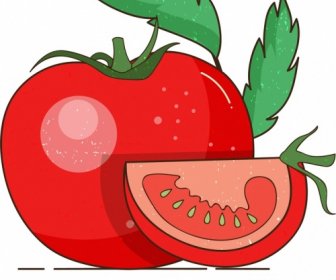 과일 배경 빨간 토마토 아이콘 복고풍 디자인