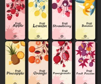 Fruit Cards Templates Colorful Vertical Classic Grunge Decor