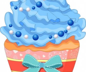 Ikon Cupcake Buah Desain Closeup Warna-warni Modern