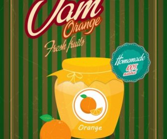 Fruit Jam Advertising Retro Design Ícone Do Jar Amarelo