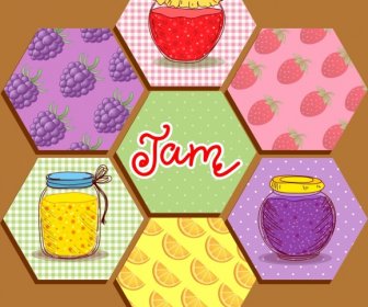 Fruit Jam Background Polygon Decor Various Multicolored Design