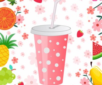 Fruit Juice Advertising Background Colorful Dynamic Decor