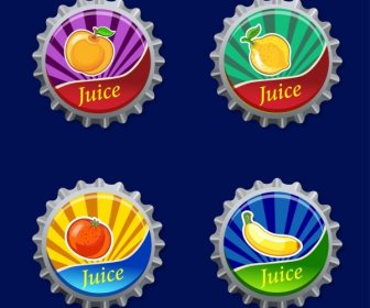 фруктовый сок метка задает разноцветные бутылки крышки изоляции