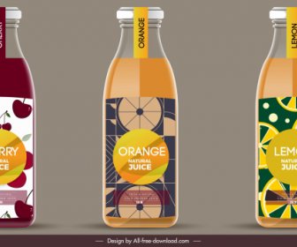 Fruit Juice Label Templates Elegant Colored Flat Decor