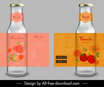 Fruit Juice Label Templates Tomato Peach Sketch
