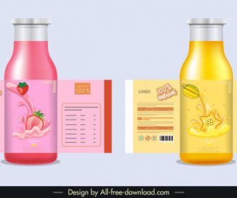 Fruit Juice Labels Templates Shiny Elegant Dynamic Decor