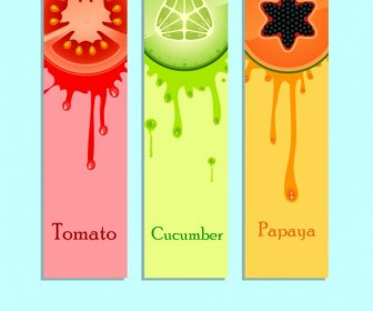 Fruit Juice Promotion Labels Colorful Grunge Ornament