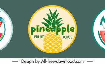 Fruit Juice Sticker Templates Bright Flat Classical Sketch