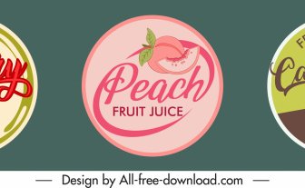 Fruit Juice Stickers Templates Retro Flat Circle Design