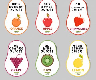 Etiquetas De Frutas Plantillas De Color Plano Dibujado A Mano Decoración