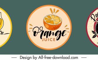 Plantillas De Etiquetas De Frutas Símbolos Dibujados A Mano Diseño Clásico