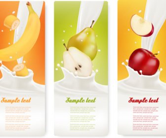 Fruit Milk Advertising Banner Vector Graphics