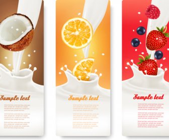 Fruit Milk Advertising Banner Vector Graphics