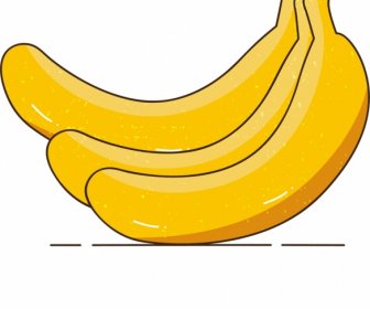 フルーツの絵バナナアイコン色レトロスケッチ