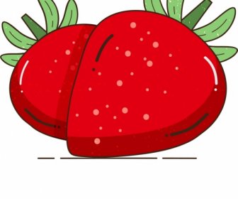 Fruit Painting Red Strawberry Icon Classical Design