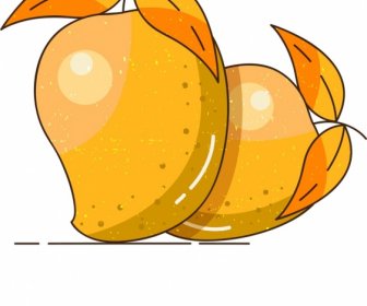 Meyve Boyama Olgun Mango Simgesi Klasik Tasarım