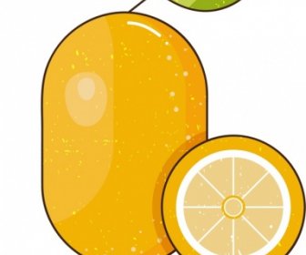 Peinture De Fruits Jaune Citron Icône Design Classique