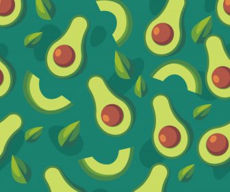 Fruit Pattern Avocado Sketch Flat Classic Repeating