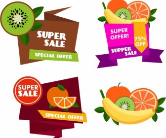 Fruit Sale Labels Collection Colorful Origami Style