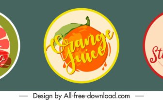 Fruit Stickers Templates Flat Classical Handdrawn Sketch