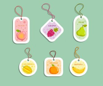 Fruit Tags Templates Modern Colored Flat Decor