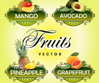Frutas Com Conjunto De Design De Rótulos De Produtos Hortícolas