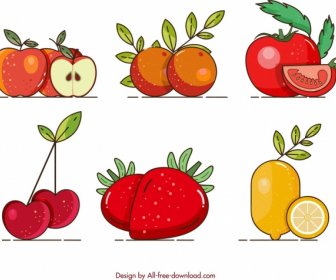 Buah-buahan Latar Belakang Apel Jeruk Tomat Ceri Strawberry Lemon