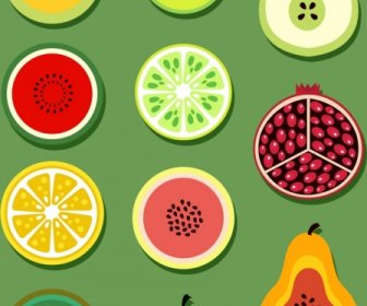 Fruits Background Colorful Flat Slices Decor