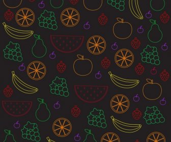 Frutas Fondo Colorido Diseño De Silueta Estilo Repitiendo