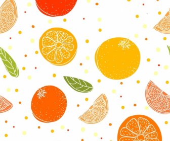 Fruits Background Orange Icons Decor Multicolored Sketch