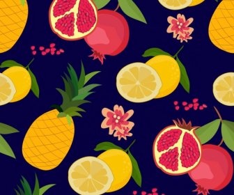 Frutti Sfondo Melagrana Lemon Ananas Icone Ripetendo Design