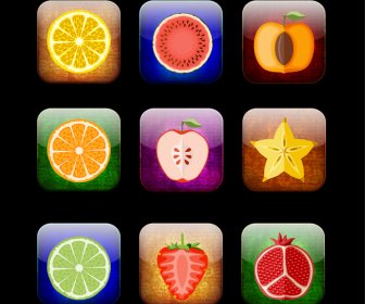 Conjunto De ícones De Frutas
