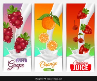 Fruits Juice Milk Advertising Grape Orange Strawberry Sketch