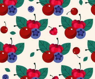Fruits Pattern Cheery Berry Sketch Colorful Repeating Design