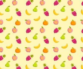 Fruits Pattern Template Colorful Flat Repeating Design