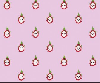 Fruits Pattern Template Repeating Design Funny Stylized Faces
