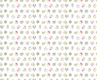 Fruits Pattern Template Small Repeating Icons Bright Flat