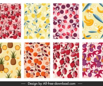 Fruits Pattern Templates Colorful Flat Luxuriant Decor