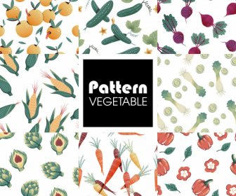 Fruits Vegatables Pattern Templates Colored Repeating Flat Decor