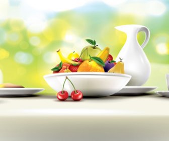 Früchte Mit Frühstück-Vektor-Grafiken