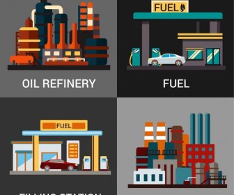 Approvisionnement En Combustibles Des Concepts Isolés Avec Différents Types De Couleurs