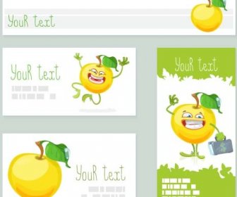 Funny Apple Cards Vector