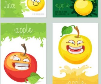Funny Apple Cards Vector