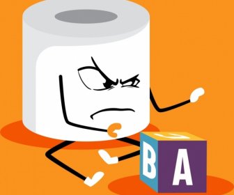 Funny Background Stylized Toilet Paper Icon 3d Design