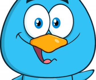 Pássaro Azul Engraçada Dos Desenhos Animados Vector Conjunto