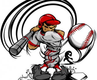 Funny Cartoon Baseball Player Vector
