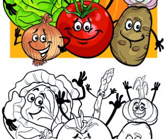 Kartun Lucu Sayuran Vektor